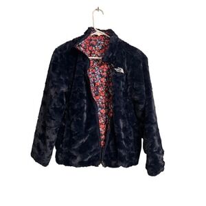 The North Face Girls Reversible Floral Puffer Jacket Black‎ Size L